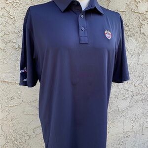 Heroes Link Golf Shirt Large Straight Down Performance Navy Blue MVAT